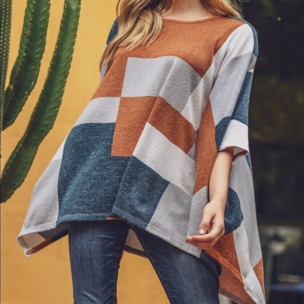 NEW Color Blocked Poncho